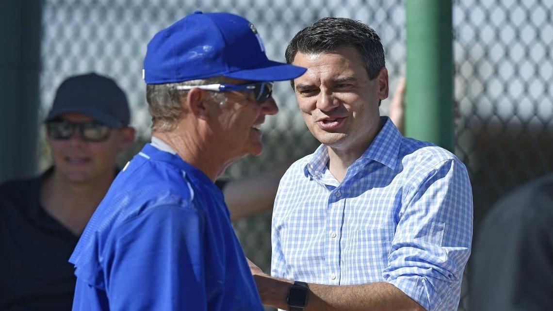 U.S. Rep. Kevin Yoder features Kansas City Royals Hall of Fame player George Brett in a new campaign commercial. Here the two crossed paths at spring training in Arizona earlier this year.