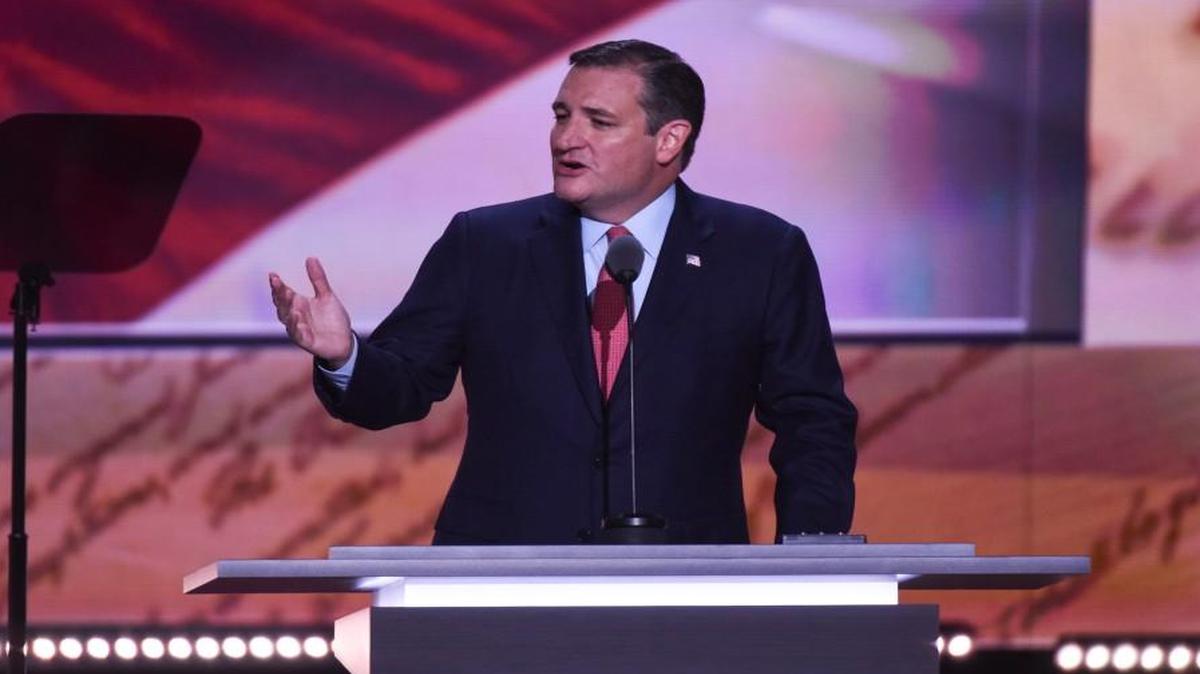 Ted Cruz addresses the crowd at the Republican National Convention in Cleveland, but got booed when it became clear he wouldn't be endorsing Donald Trump.