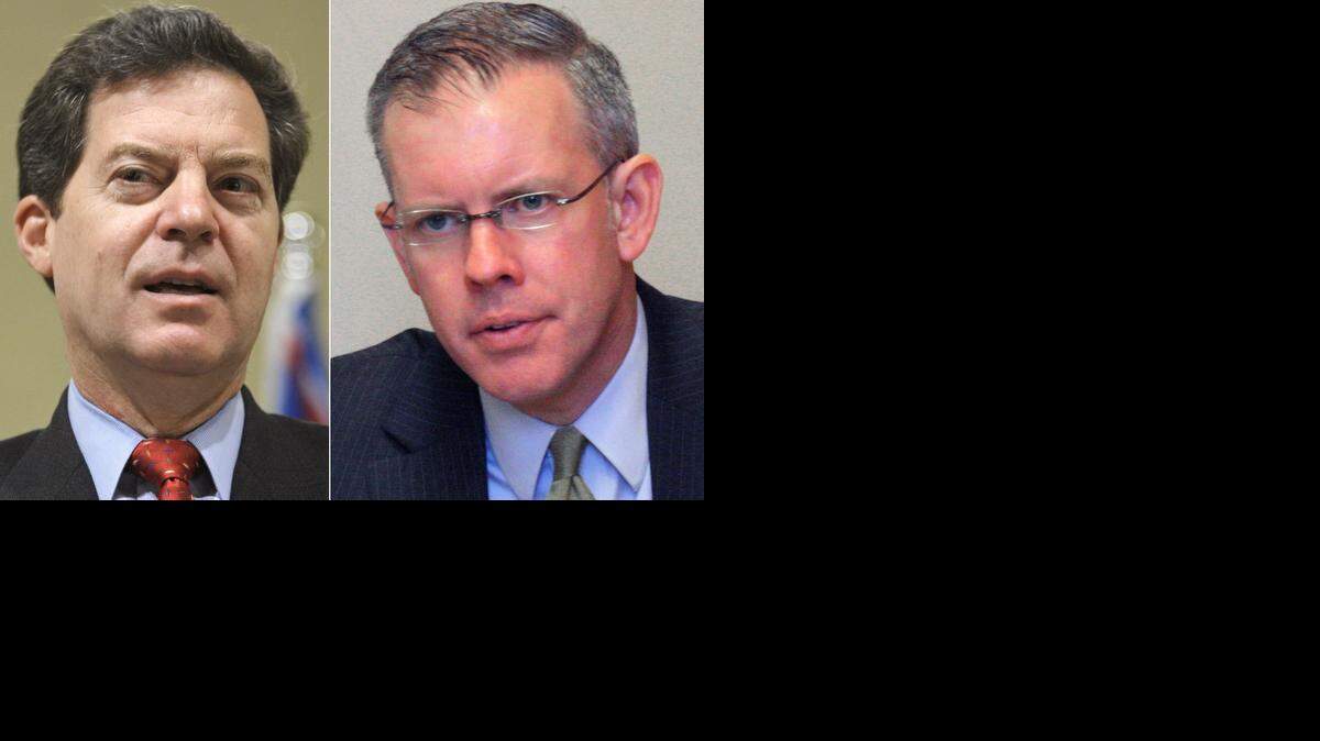 
GOP Kansas Gov. Sam Brownback, left, and Democratic challenger Paul Davis
