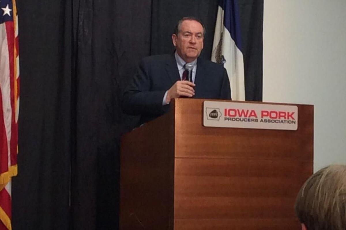 Presidential hopeful Mike Huckabee spoke Wednesday in Iowa.