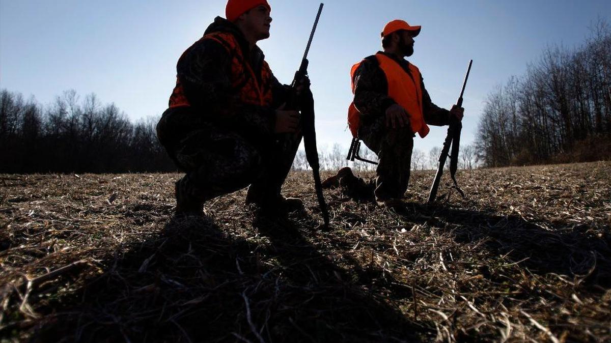 FILE - In this 2008 file photo, fraternity brothers hunt for deer together in State College, Pa.