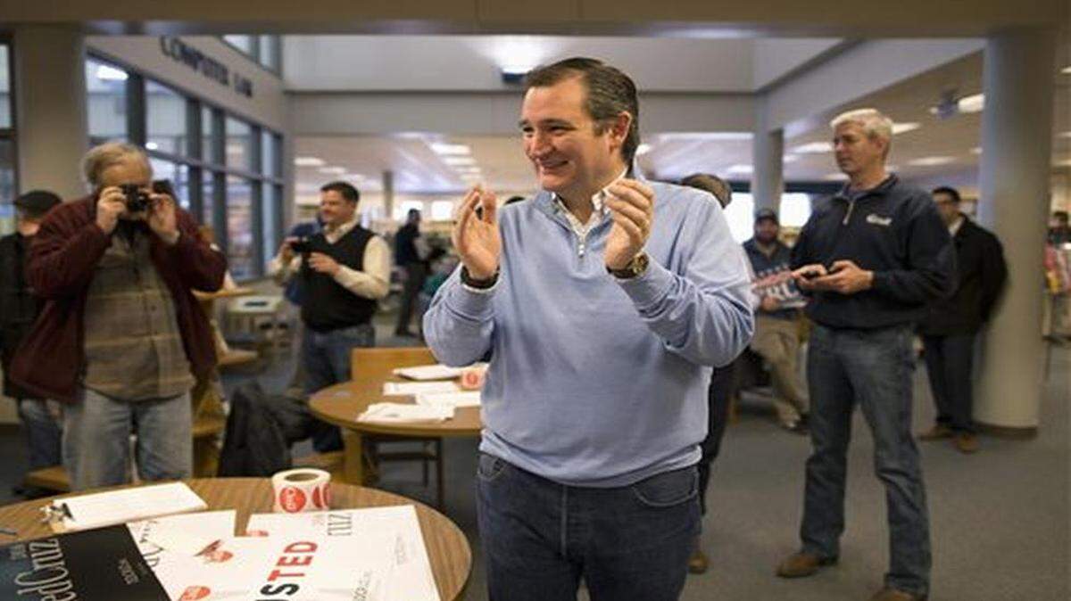 Republican presidential candidate, Sen. Ted Cruz, R-Texas smiles while listening to his introduction at a campaign event, Friday, Jan. 29, 2016, in Emmetsburg, Iowa.