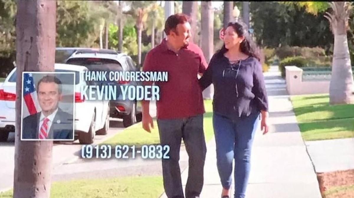 Television ads that feature a couple walking down a palm tree-covered street and that urge Kansas voters to thank U.S. Rep. Kevin Yoder were produced by a national group with links to U.S. House Speaker Paul Ryan.