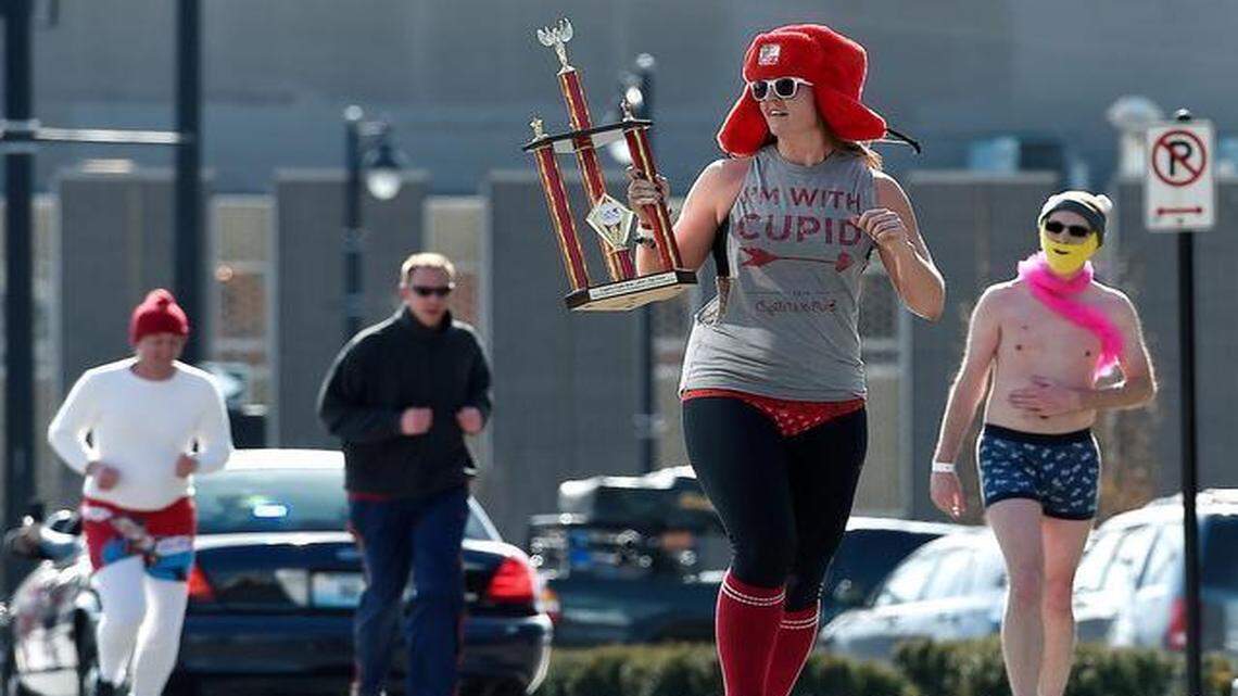 
MacKenzie Hanson raised $3,945 for Saturday’s Cupid’s Undie Run, benefiting the Children’s Tumor Foundation. The event holds special meaning for her because a friend and her daughter has neurofibromatosis. Hanson’s team raised the most money for the event, earning them a trophy. 
