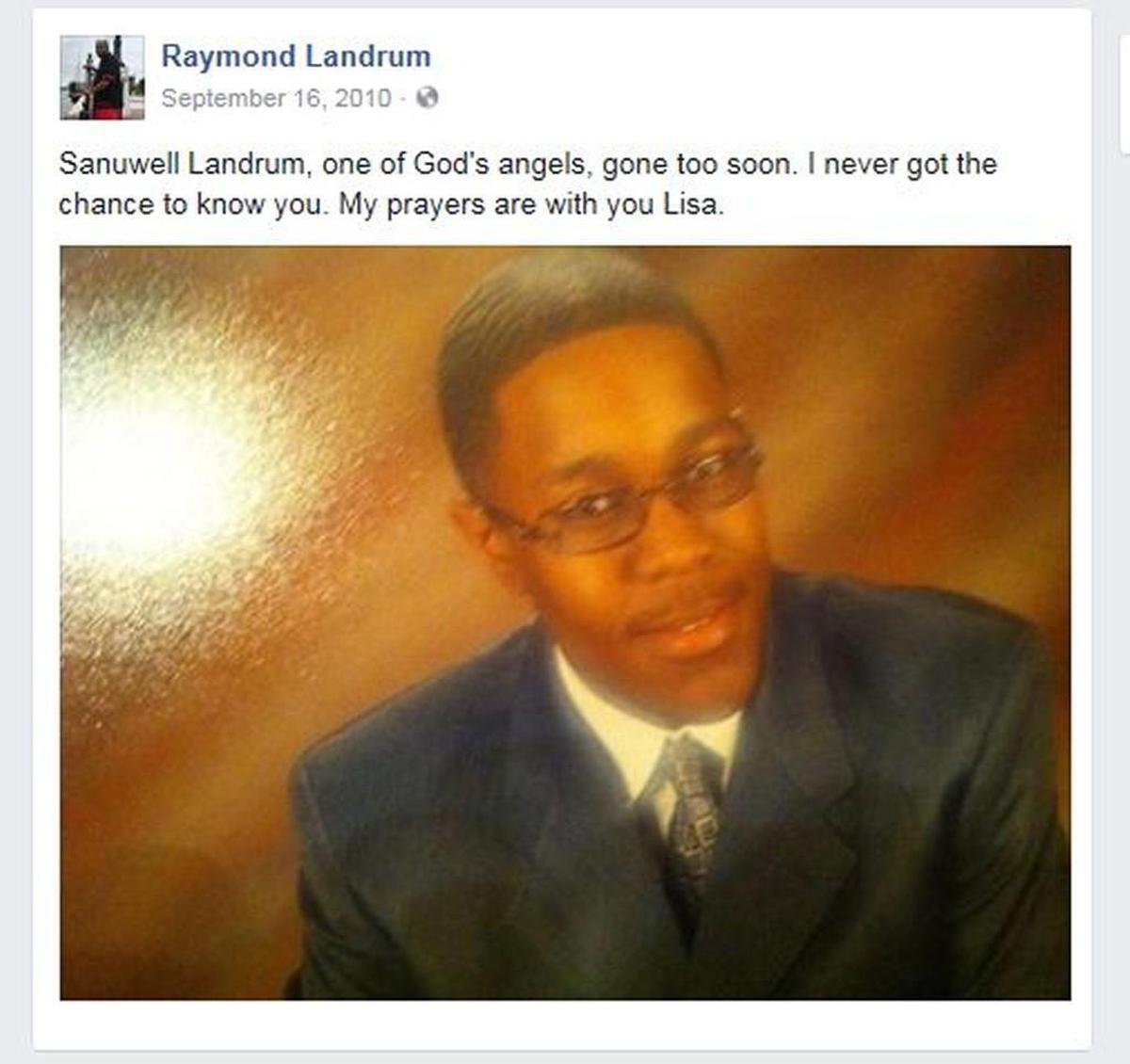 Sanuwell Landrum in a relative’s Facebook post.
