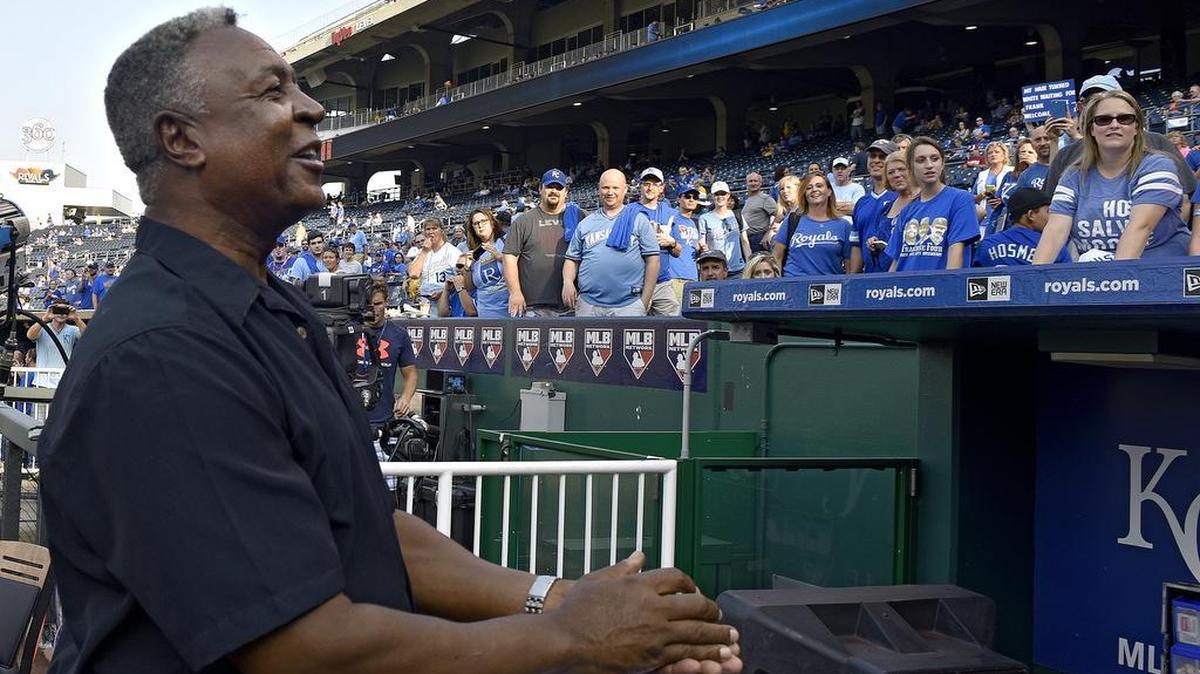 Frank White visited with the crowd before the game on Sept. 1, at Kauffman Stadium.