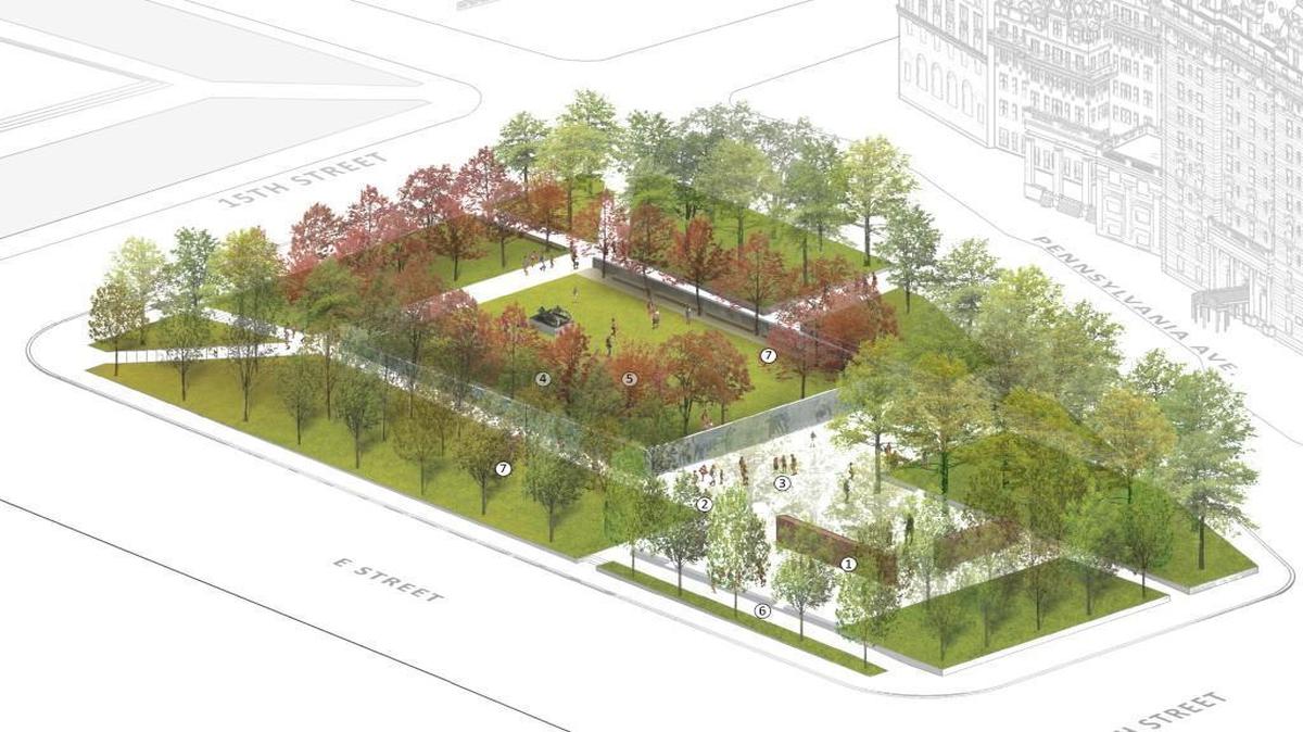 This is the winning design concept for a National World War I Memorial in Pershing Park in Washington, D.C. It will share the designation with Kansas City’s Liberty Memorial.