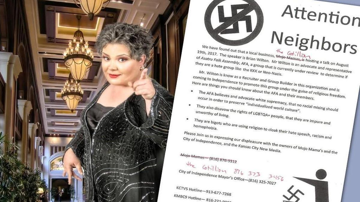 Angela Krout, a pagan, said her upcoming author-signing event was targeted by a flyer claiming she is part of a neo-Nazi-like group. But she says the claims are false.