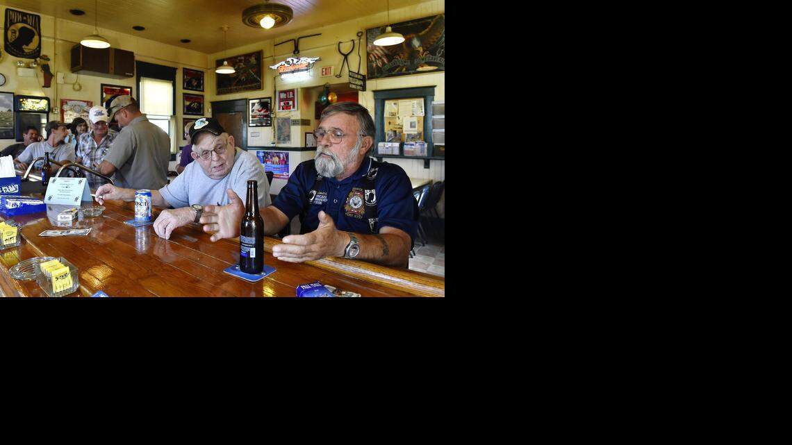 Howard Porter Post 5717 in Kearney is open to the public. Jim Holmes (right) sat with Le Roy Lowe, who joined the post as a life member about 1992. They are Vietnam-era veterans.