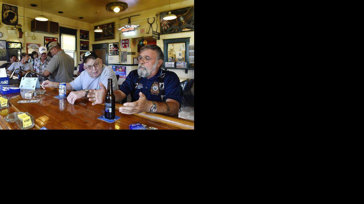 Howard Porter Post 5717 in Kearney is open to the public. Jim Holmes (right) sat with Le Roy Lowe, who joined the post as a life member about 1992. They are Vietnam-era veterans.