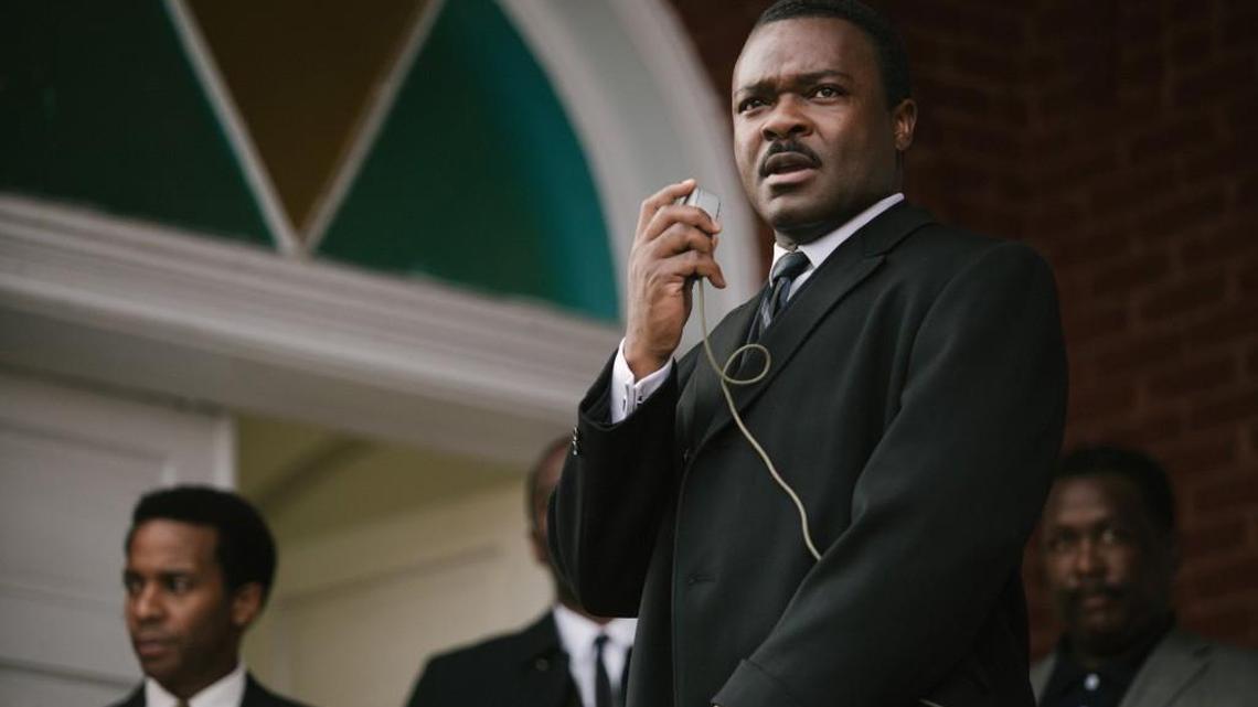 The movie “Selma” features a stellar lead performance by David Oyelowo (foreground) as Martin Luther King Jr. The film chronicles King’s 1965 march from Selma to Montgomery, Ala., as a protest against voter discrimination.