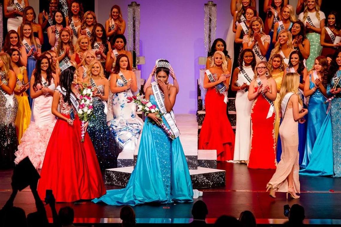 Bayleigh Dayton of Lee’s Summit reacted after being named 2017 Miss Missouri USA. The 23-year-old flight attendant and print model became the first African-American woman crowned Miss Missouri USA.
