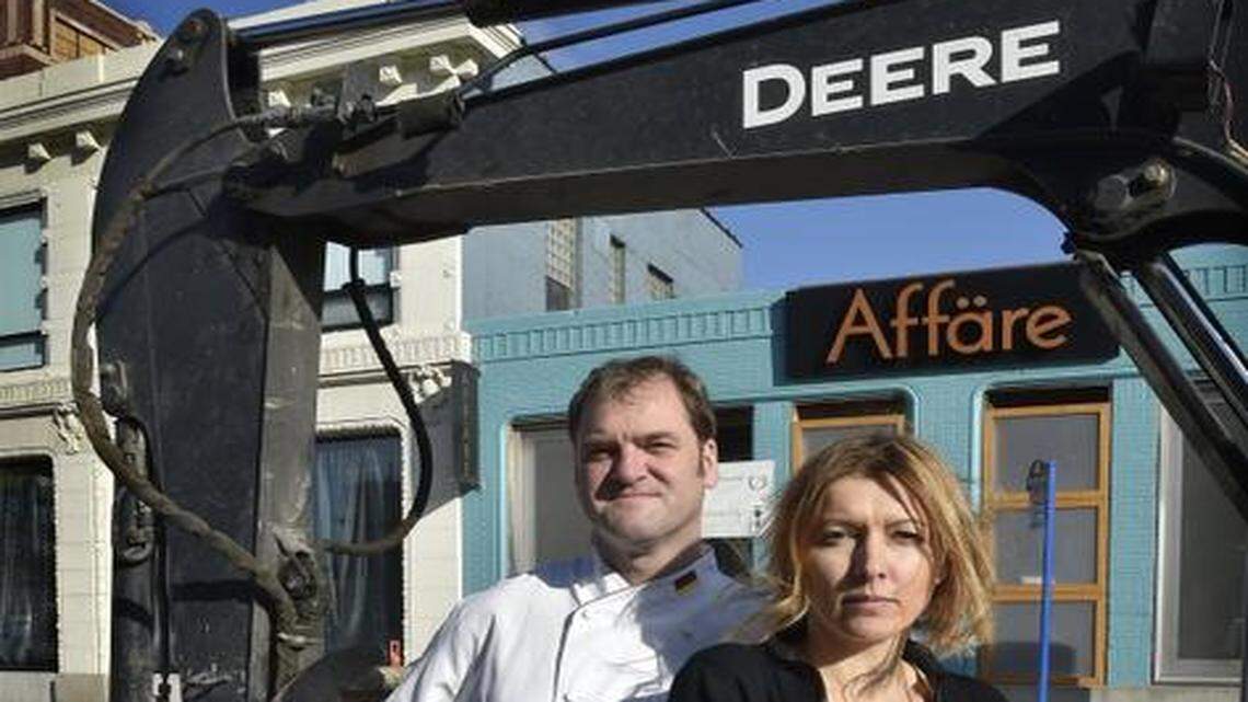 Martin and Katrin Heuser, a husband-and-wife team who own Affare restaurant at 1911 Main St., say business is down considerably because of streetcar construction all along Main Street.