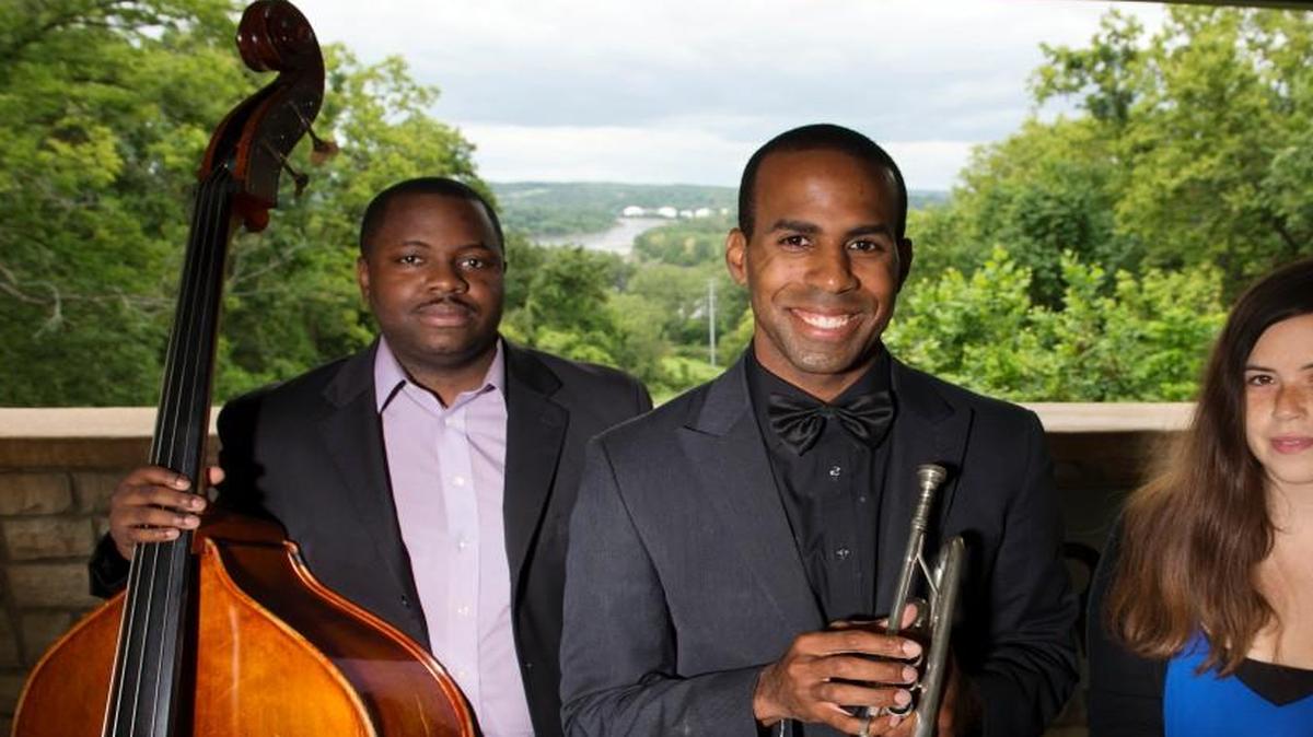 
The Quindaro Ruins in Kansas City, Kansas have been a source of musical collaboration for America Patton (center) Rachel Feuntes (right) and Dominique Sanders, who are playing original compositions like "Spiritual Warfare" or "Hopeful Notes From Mr. Brady” for a musical tribute to Quindaro and the Underground Railroad. 
