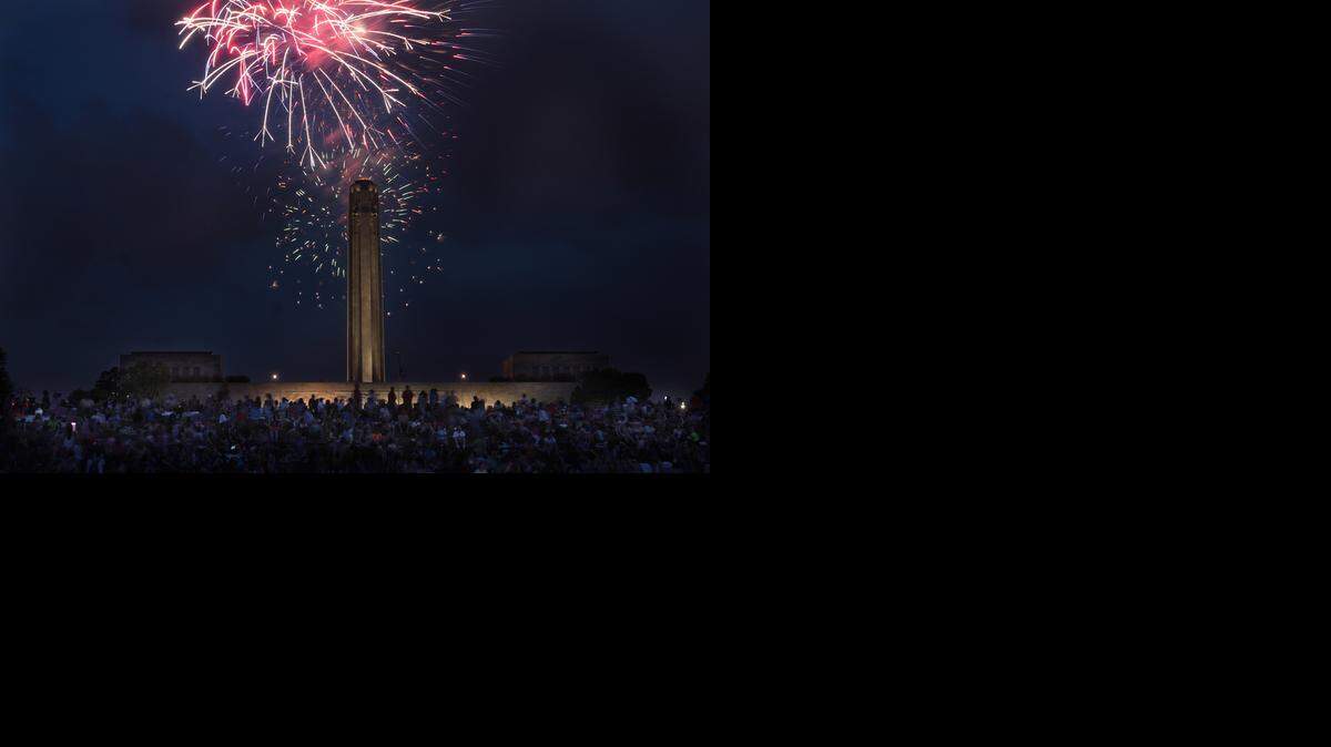 
Fireworks lit up the sky and framed the Liberty Memorial at the 12th annual Celebration at the Station, Sunday May 25 2014 at Union Station in Kansas City.
