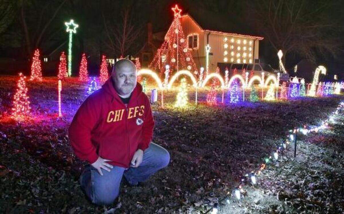 
“You get everything up, and you look out, and you say, ‘Oh, I should add something there,’
” Bruce Williams of Shawnee says about his home’s holiday display, which is computer controlled. The display is in the 6300 block of Millbrook Avenue.
