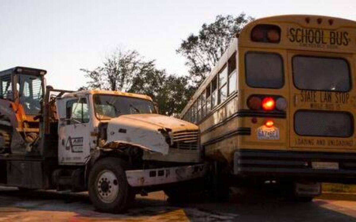 
A school bus carrying volleyball players from Raymore-Peculiar High School to a tournament at Lee’s Summit West was hit by a truck Monday at Southwest Ward and Southwest Stuart roads.
