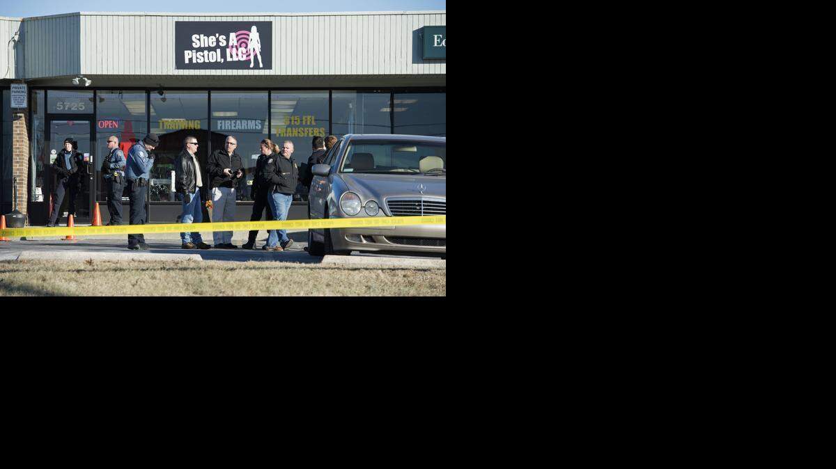 
Police were on the scene of a shooting Friday outside of She's A Pistol, a firearms store at 5725 Nieman Rd., in Shawnee. Three people were shot and one woman was assaulted during an attempted robbery.
