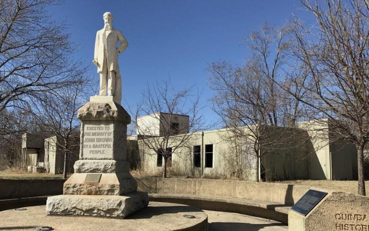 A statue of John Brown stands on land that was once a university in the Quindaro community.