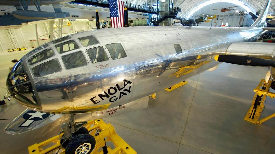 The Enola Gay, the Boeing B-29 Superfortress that dropped the atomic bomb on Japan in World War II.