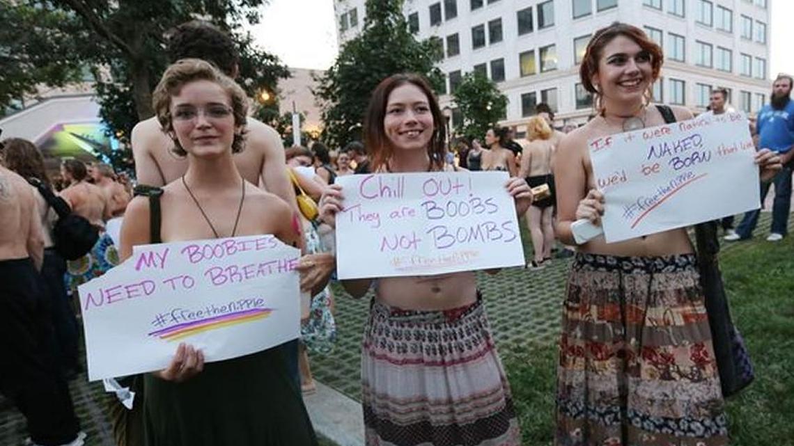 More than 70 people participated Aug. 7 in a Free the Nipple rally in Springfield’s downtown district.