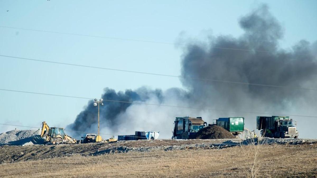 The fire at the Courtney Ridge Recycling and Disposal Facility was first reported about 11 p.m. Wednesday and continued to burn Thursday.