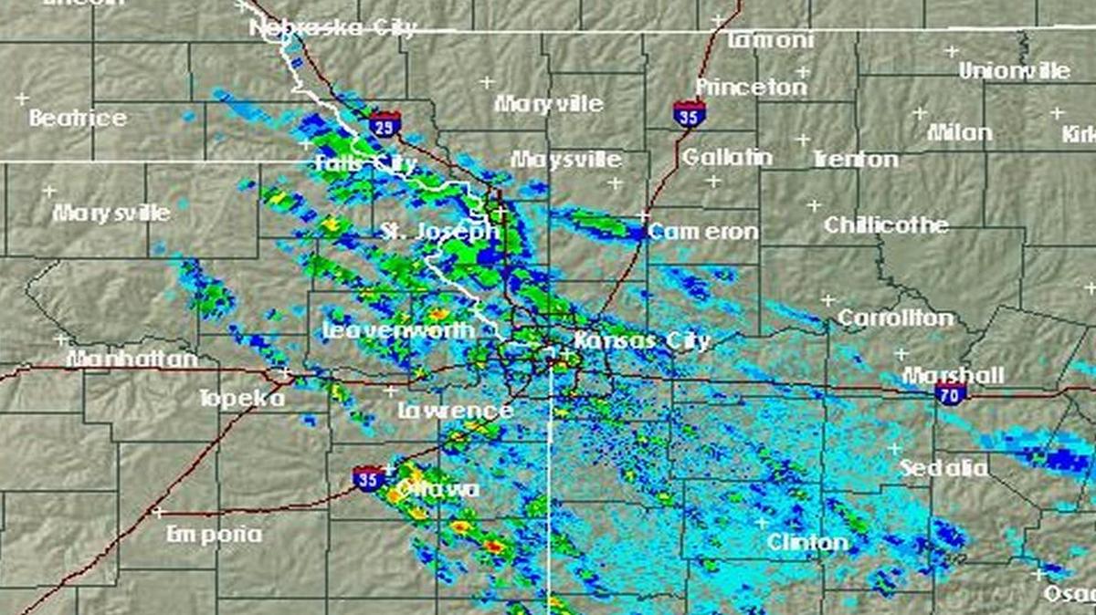 Scattered showers moved through the Kansas City area Saturday evening.