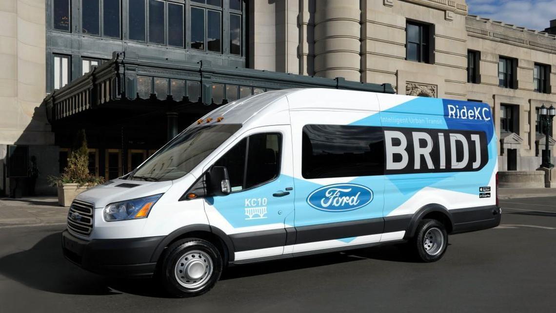 The Ride KC: Bridj pilot program will use a fleet of Ford Transit vans to augment and serve as a gateway to other forms of transit. Many pickup locations will be at bus stops and areas served by existing Kansas City transit and bike-share systems.