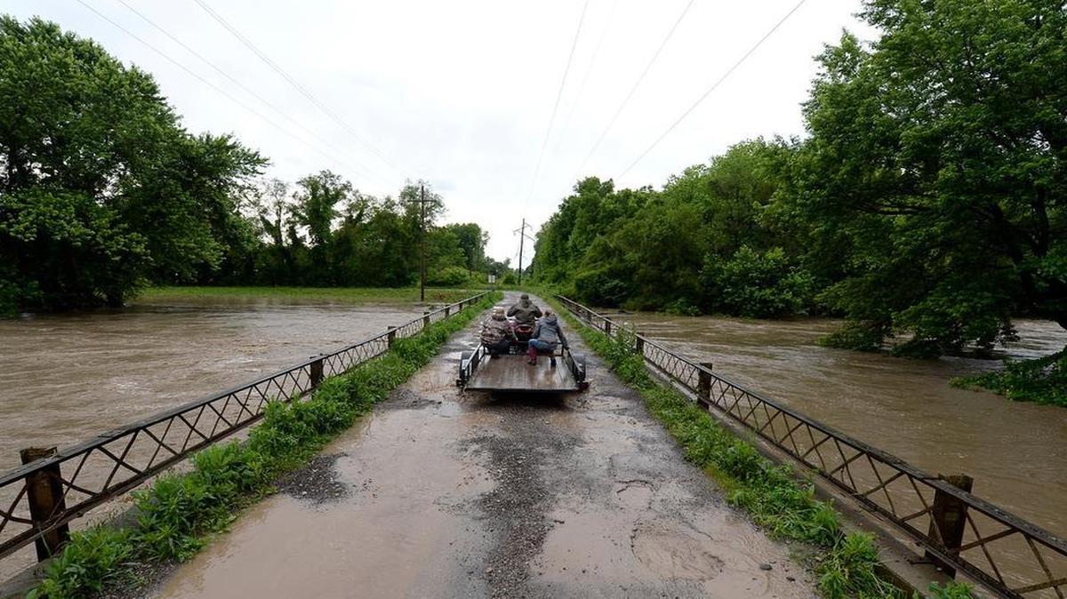 
Water was rising Thursday in Mosby, Mo., where an evacuation was taking place. 
