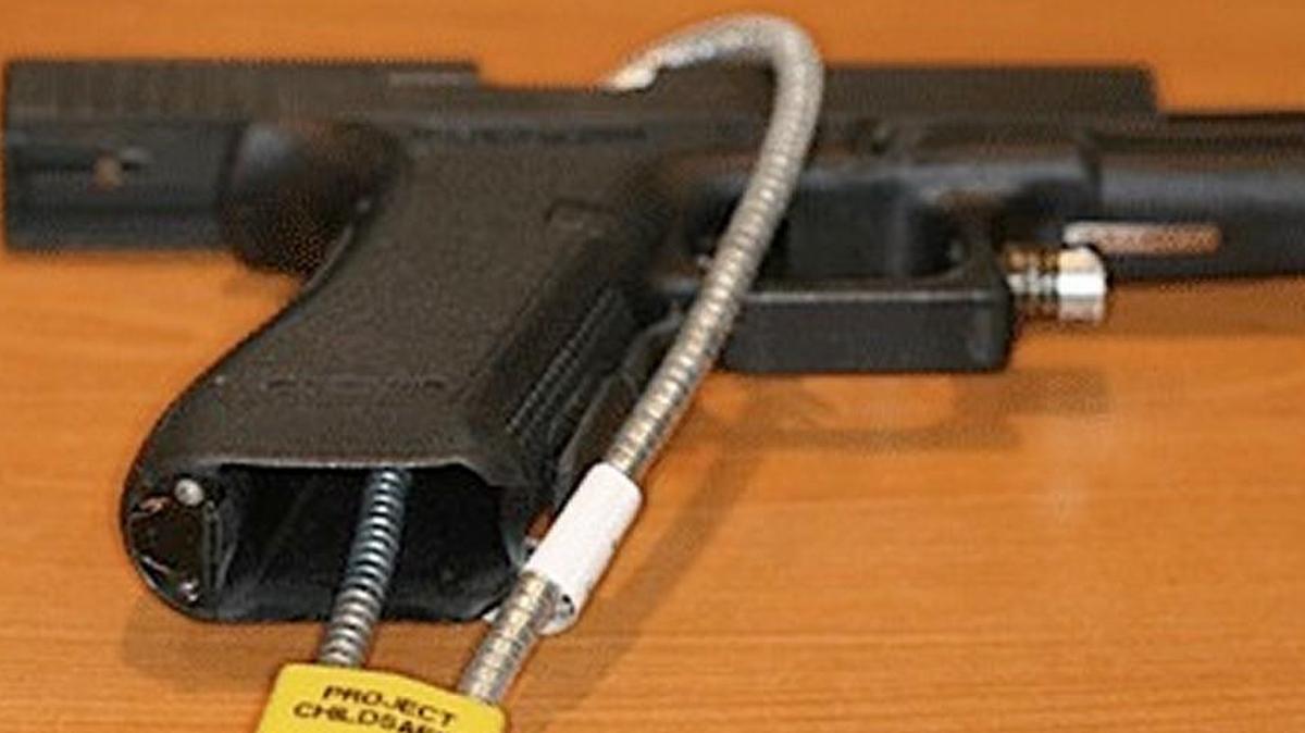 Cable-style gun lock.