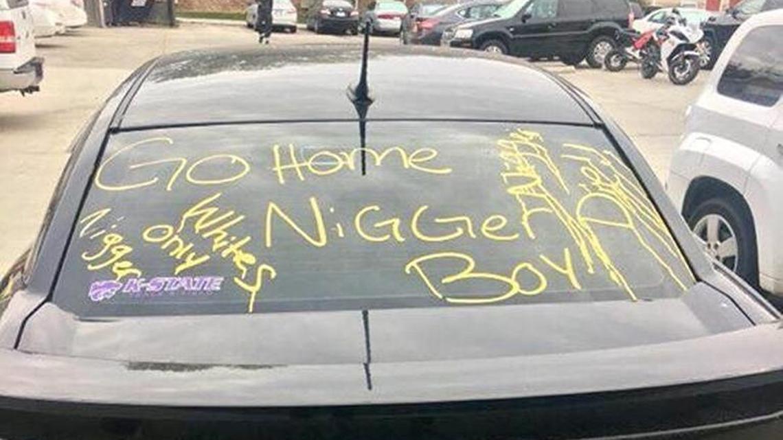 A car in an apartment complex near K-State was vandalized Wednesday.