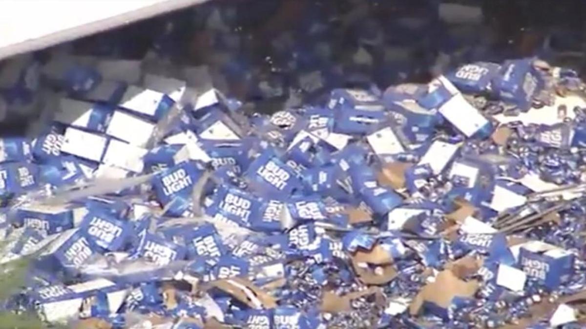The party never really got started for these sad cases of Bud Light that met an inglorious end Wednesday on a highway in Arizona.