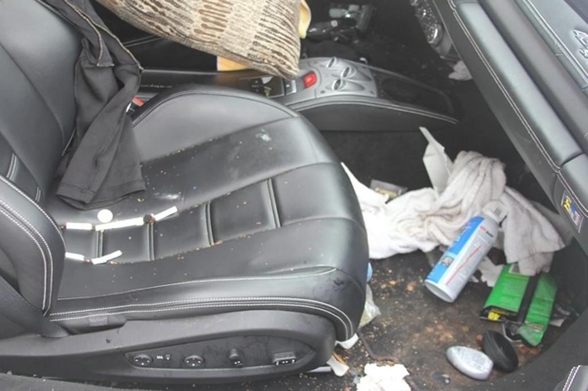 The trashed Ferrari.
