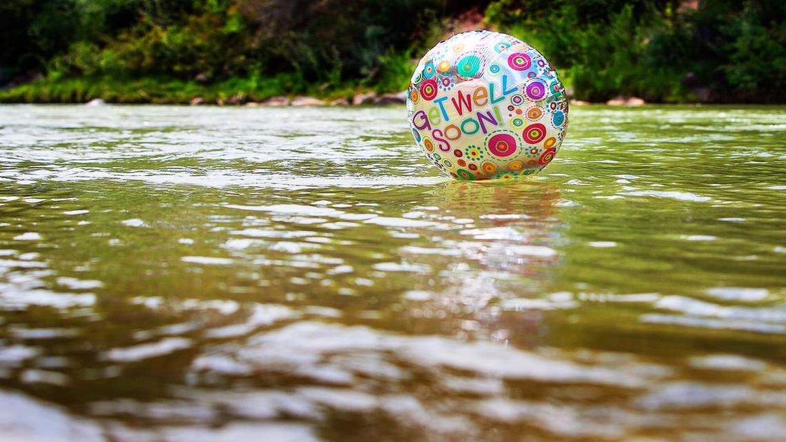 
A “get well soon” balloon floated last week in the contaminated waters of the Animas River flowing through Durango, Colo.
