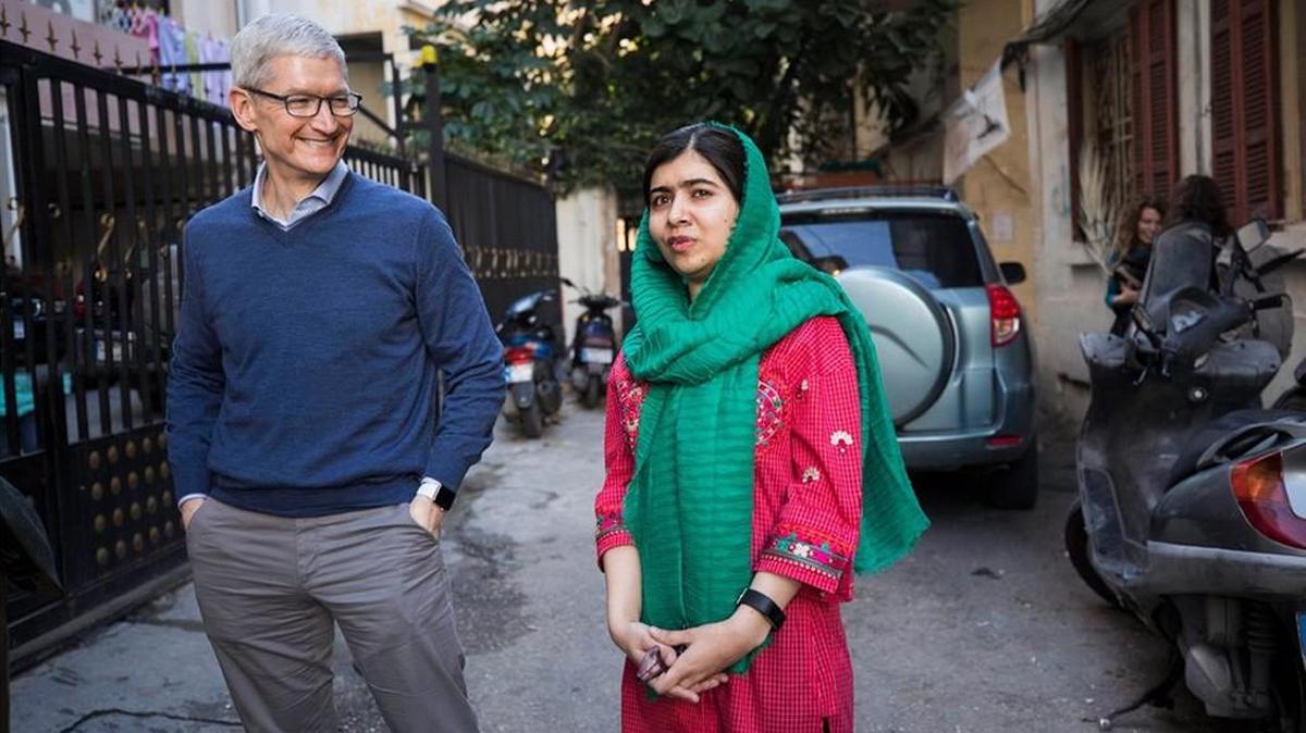 Apple CEO Tim Cook has joined Nobel Prize-winning activist Malala Yousafzai in her fight to deliver free, high-quality education to girls around the world.