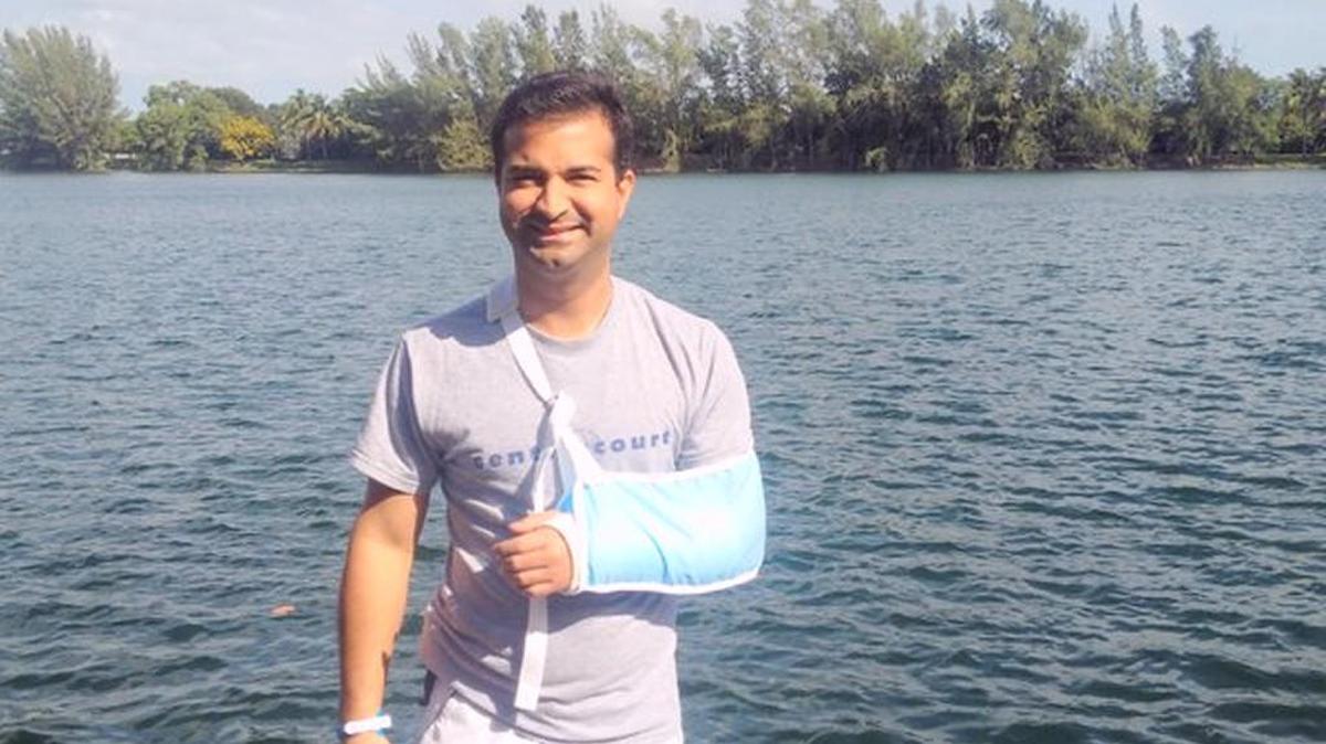 Florida congressman Carlos Curbelo injured his arm while riding a hoverboard over the holidays.