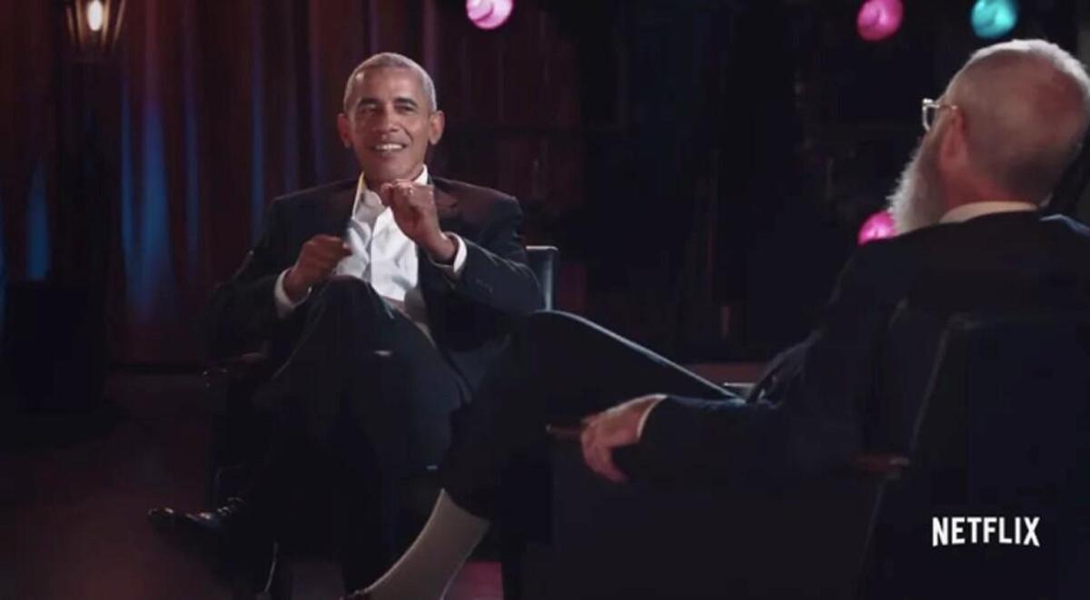 David Letterman’s new Netflix show debuts Friday with an interview with former president Barack Obama. In a preview of the show, Obama talks about his “dad moves” on the dance floor.