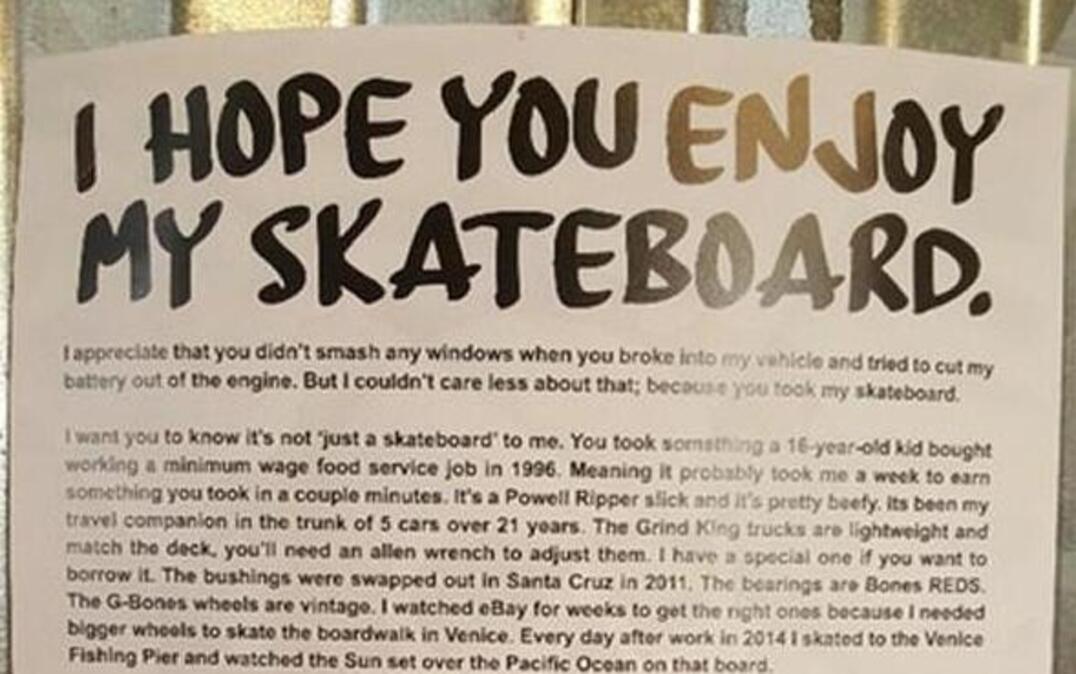 The Reddit post that made the story of T.J. Roe’s stolen skateboard a viral hit.