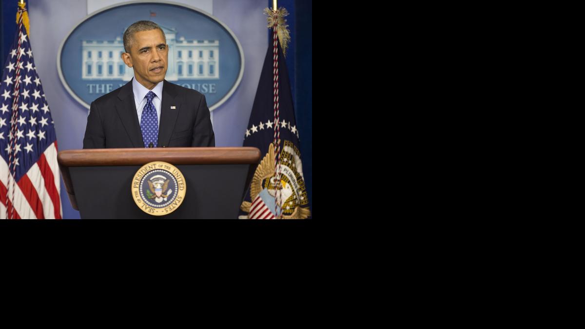 
President Barack Obama spoke about the situation in Iraq on Thursday in the Brady Press Briefing Room of the White House in Washington. 
