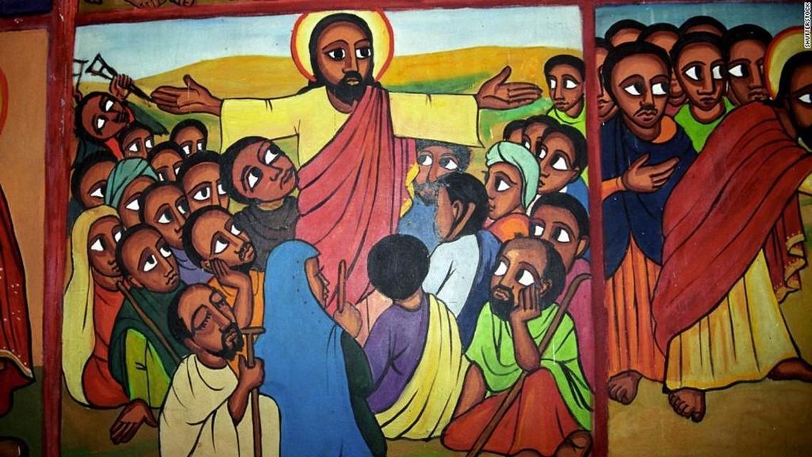 Jesus is often painted as a black man in remote African villages.