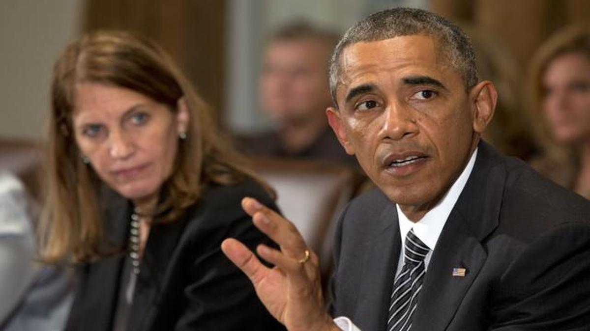 
President Barack Obama, next to Health and Human Services Secretary Sylvia Burwell, spoke about Ebola Wednesday during a meeting at the White House.
