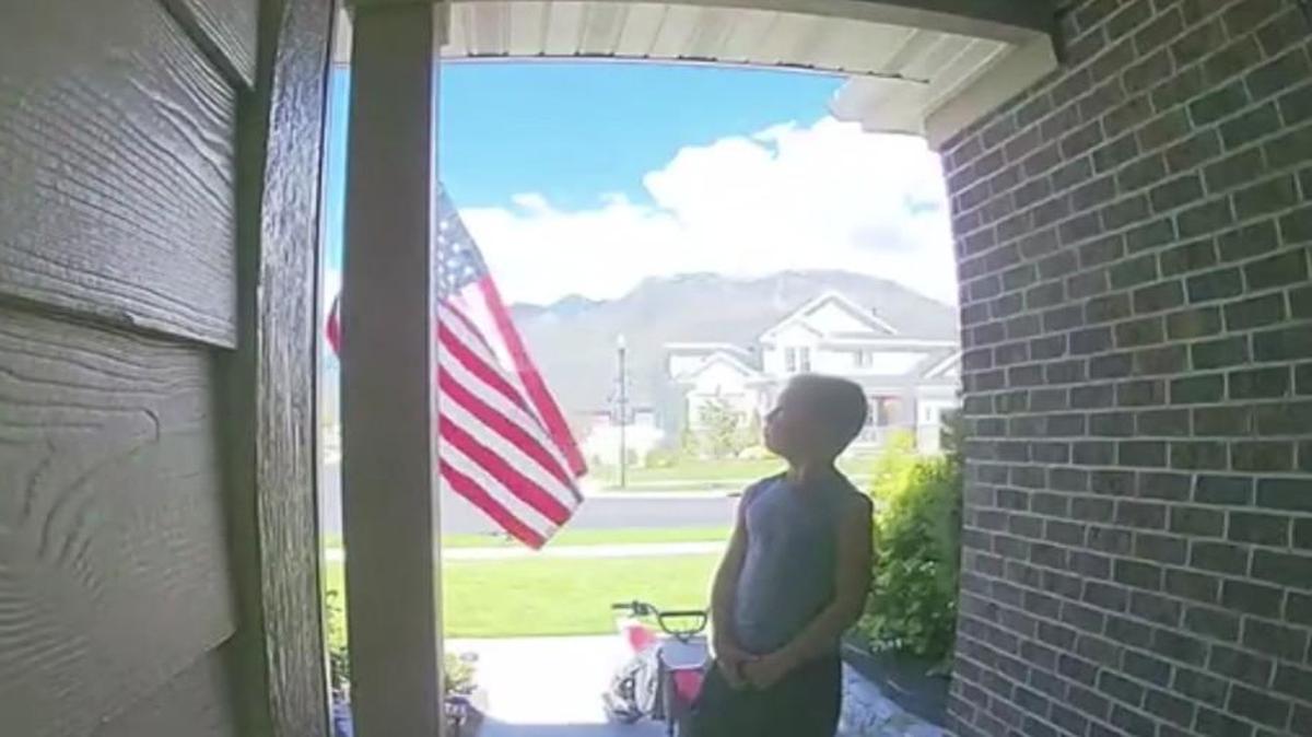 Wyatt Warner, 8, who lives near Salt Lake City, recited the Pledge of Allegiance in front of his neighbor’s house the other day while no one was watching.