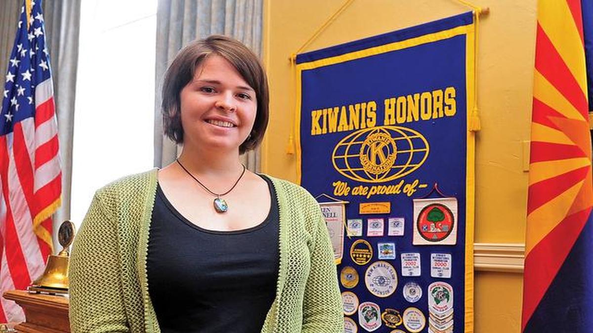 
In this May 30, 2013, photo, Kayla Mueller is shown after speaking to a group in Prescott, Ariz. 
