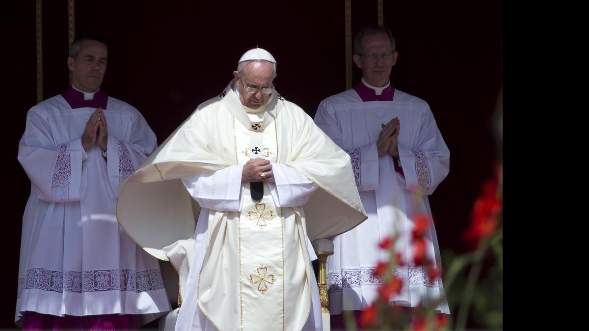 Pope Francis arrived to celebrate a canonization ceremony of four new saints in St. Peter's Square at the Vatican, Sunday, May 17, 2015. 

