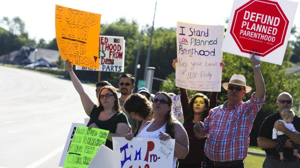 
Anti-abortion activists protested last week in front of Planned Parenthood in Kalamazoo, Mich.
