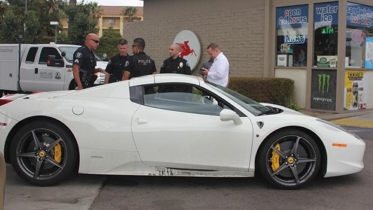 The trashed Ferrari.