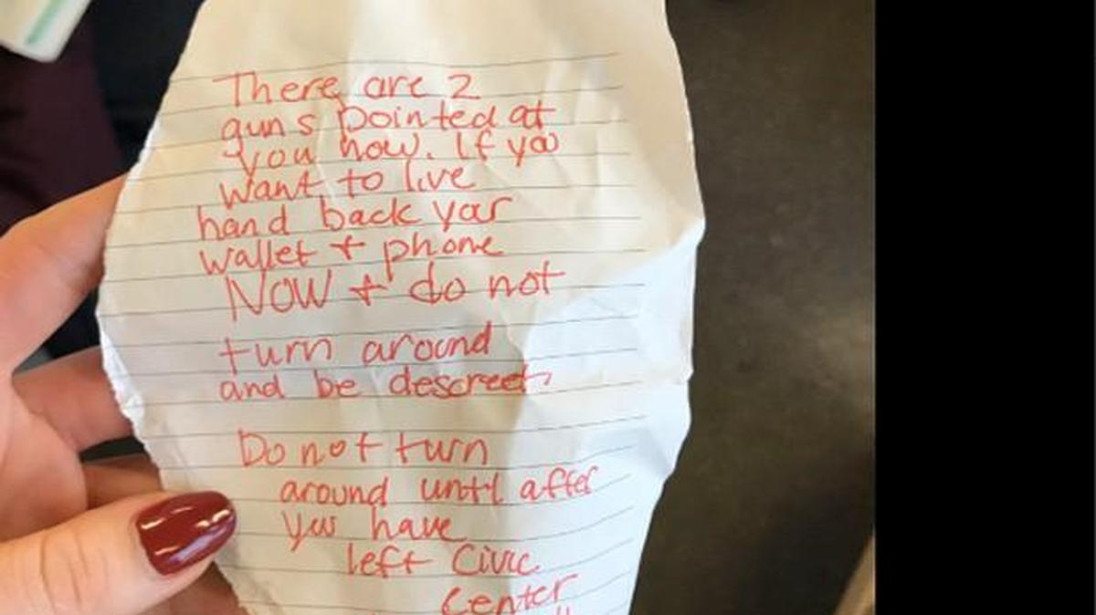 A technique she saw on an episode of “Law & Order” helped a California woman escape being mugged in San Francisco over the weekend. The would-be robber passed the woman a threatening note on a train.