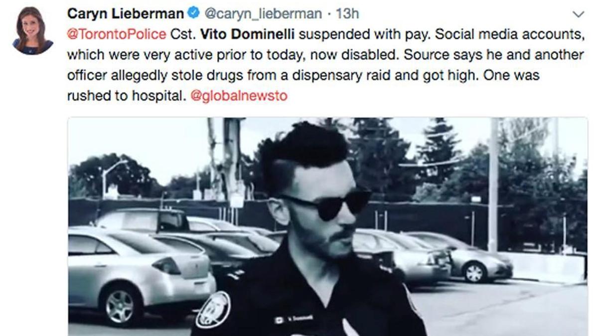 Two Canadian police officers who reportedly participated in a raid on a marijuana dispensary over the weekend allegedly ate some of the seized “merchandise” — and then the story takes off from there.