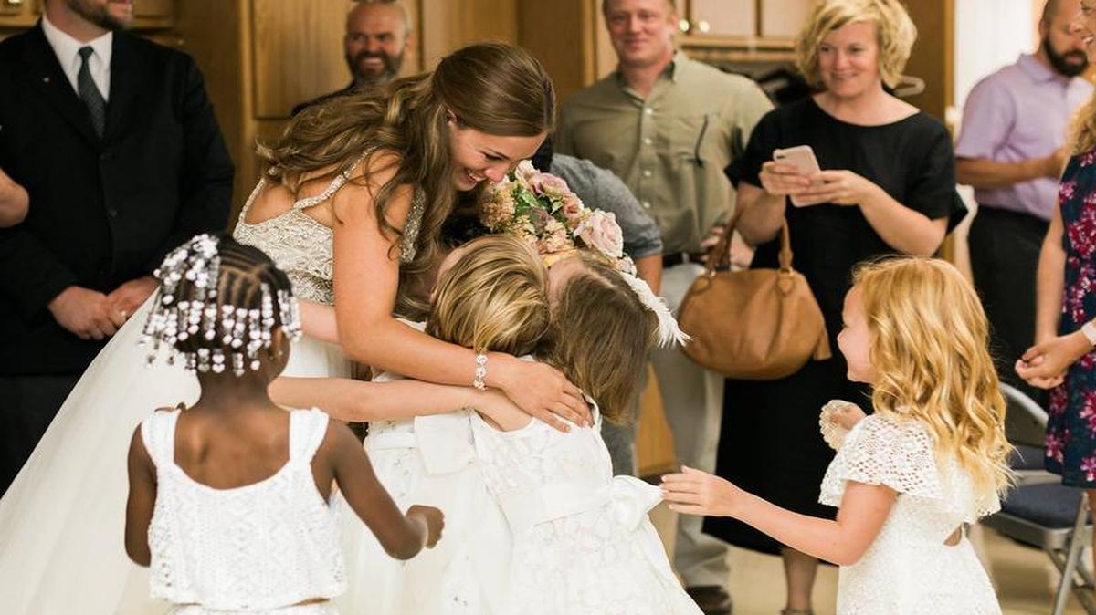 Indiana school teacher Marielle Slagel Keller used all of her kindergarten and first-grade students in her wedding party when she got married over the summer break.