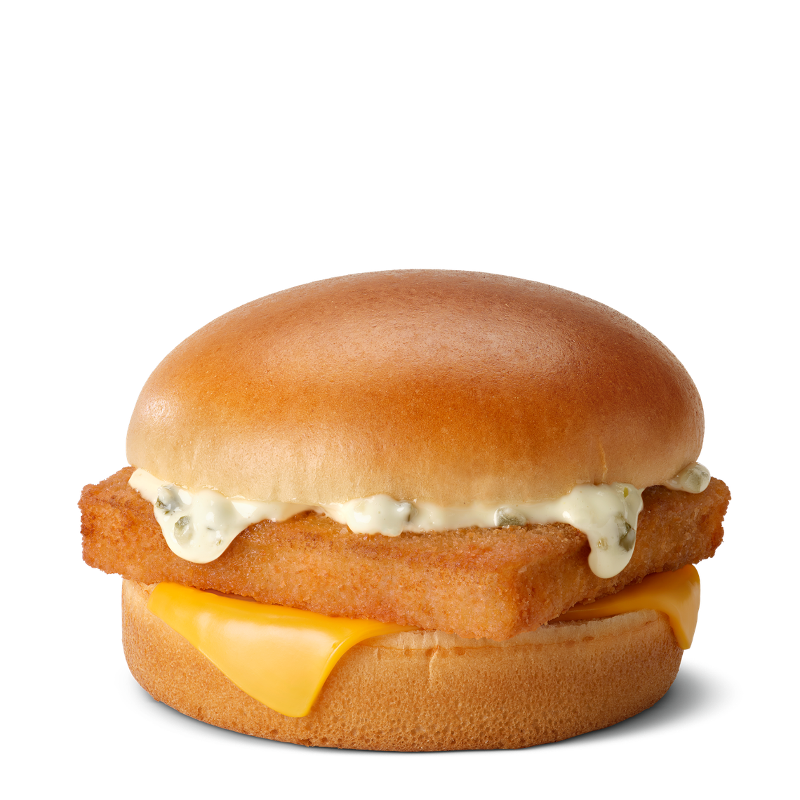 McDonald’s Filet-O-Fish is made with wild-caught Alaskan Pollock topped with cheese and tartar sauce.
